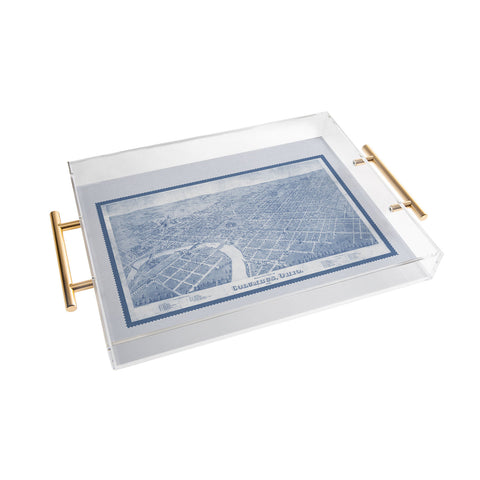 Society6 Design Studio Columbus Bird Eye View 1872 Blue Acrylic Tray