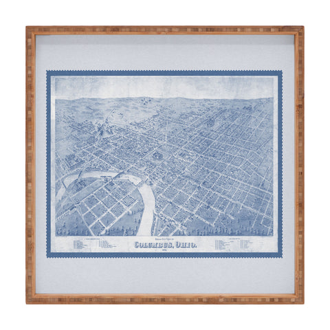 Society6 Design Studio Columbus Bird Eye View 1872 Blue Square Tray