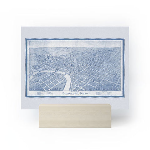 Society6 Design Studio Columbus Bird Eye View 1872 Blue Mini Art Print