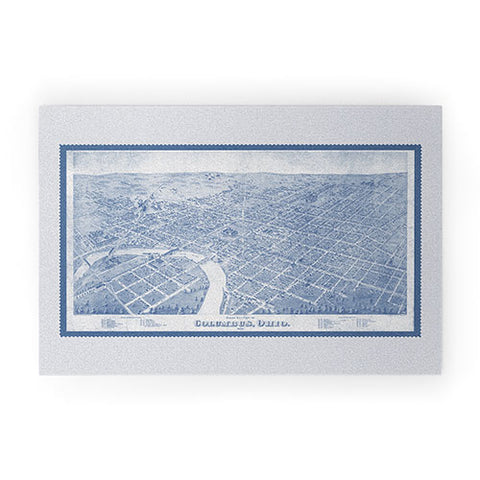 Society6 Design Studio Columbus Bird Eye View 1872 Blue Welcome Mat
