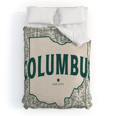 Society6 Design Studio Columbus Cap City Green Duvet Cover