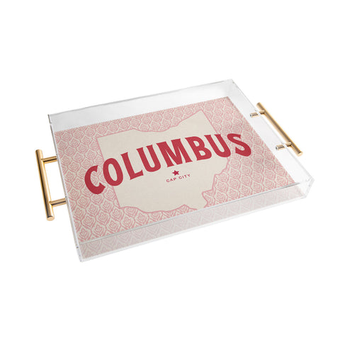 Society6 Design Studio Columbus Cap City Pink Red Acrylic Tray