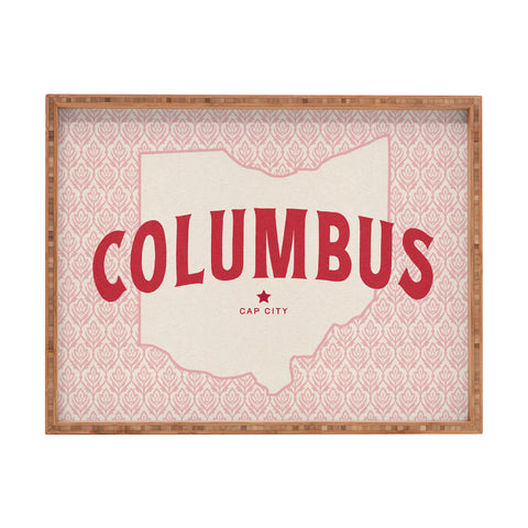 Society6 Design Studio Columbus Cap City Pink Red Rectangular Tray