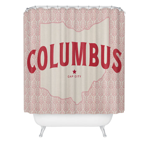 Society6 Design Studio Columbus Cap City Pink Red Shower Curtain