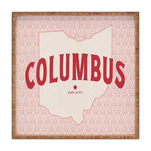 Society6 Design Studio Columbus Cap City Pink Red Square Tray