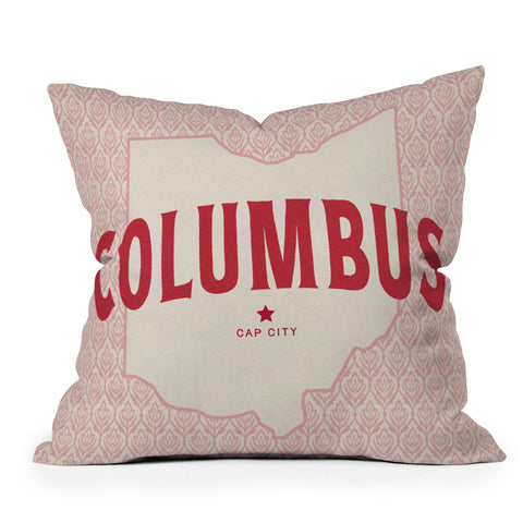Society6 Design Studio Columbus Cap City Pink Red Throw Pillow