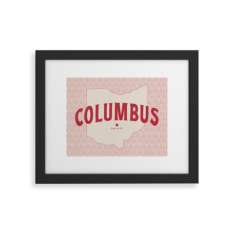Society6 Design Studio Columbus Cap City Pink Red Framed Art Print