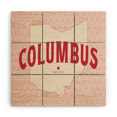 Society6 Design Studio Columbus Cap City Pink Red Wood Wall Mural
