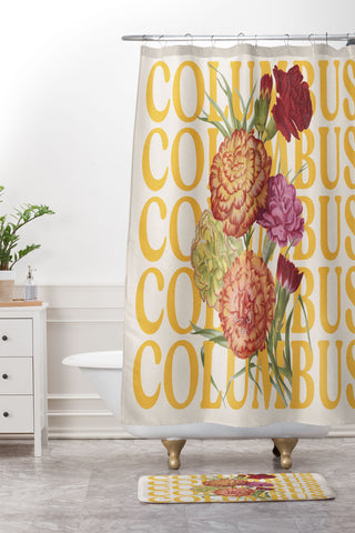 Society6 Design Studio Columbus Carnations Shower Curtain And Mat