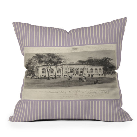 Society6 Design Studio Columbus Public Library 1910 Lavender Outdoor Throw Pillow