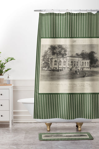 Society6 Design Studio Columbus Public Library Olive Shower Curtain And Mat