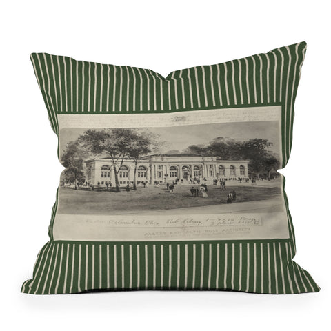 Society6 Design Studio Columbus Public Library Olive Outdoor Throw Pillow