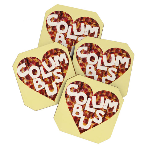 Society6 Design Studio Columbus Style Pizza Heart Coaster Set
