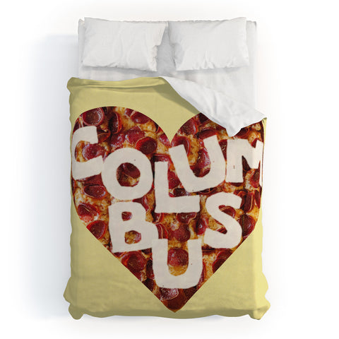 Society6 Design Studio Columbus Style Pizza Heart Duvet Cover