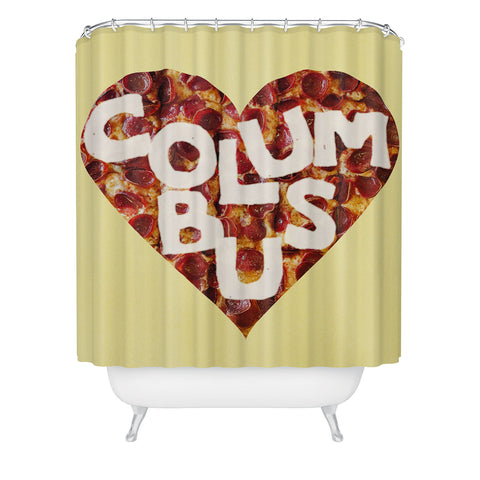 Society6 Design Studio Columbus Style Pizza Heart Shower Curtain