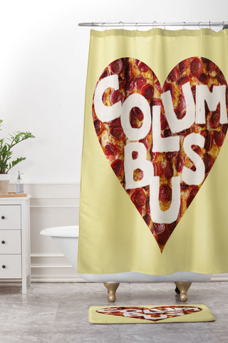 Society6 Design Studio Columbus Style Pizza Heart Shower Curtain And Mat