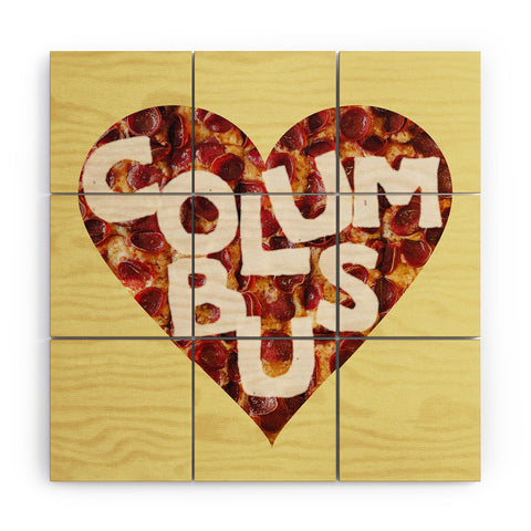 Society6 Design Studio Columbus Style Pizza Heart Wood Wall Mural