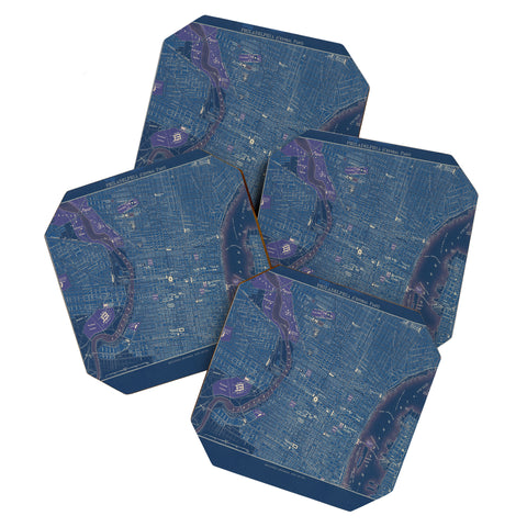 Society6 Design Studio Encyclopedia Britannica Philadelphia Map Coaster Set