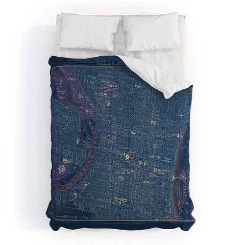 Society6 Design Studio Encyclopedia Britannica Philadelphia Map Comforter