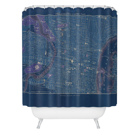 Society6 Design Studio Encyclopedia Britannica Philadelphia Map Shower Curtain