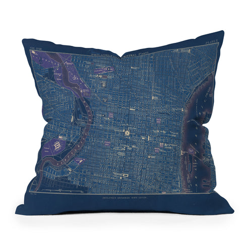 Society6 Design Studio Encyclopedia Britannica Philadelphia Map Throw Pillow