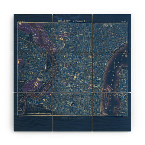 Society6 Design Studio Encyclopedia Britannica Philadelphia Map Wood Wall Mural