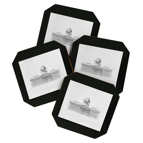 Society6 Design Studio First Premium Design for the Capitol of Ohio at Columbus by Walter of Cincinnati 1839 Coaster Set