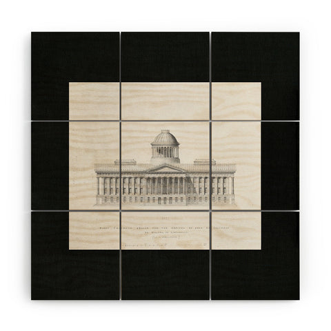 Society6 Design Studio First Premium Design for the Capitol of Ohio at Columbus by Walter of Cincinnati 1839 Wood Wall Mural