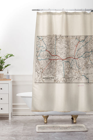Society6 Design Studio indiana bloomington railway system Shower Curtain And Mat