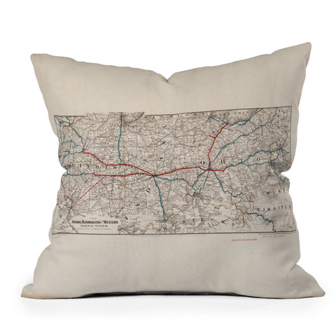 Society6 Design Studio indiana bloomington railway system Outdoor Throw Pillow