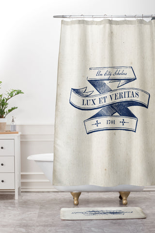 Society6 Design Studio Lux et Veritas Shower Curtain And Mat