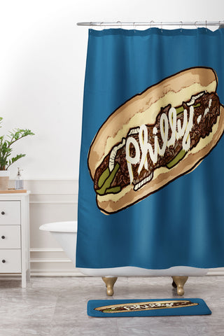 Society6 Design Studio Philly Cheesesteak Shower Curtain And Mat