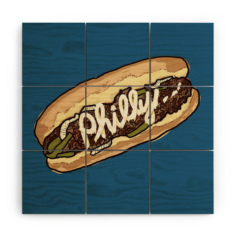 Society6 Design Studio Philly Cheesesteak Wood Wall Mural