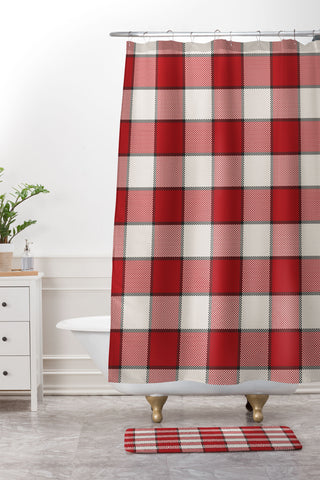 Society6 Design Studio picnic check in Shower Curtain And Mat