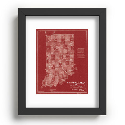 Society6 Design Studio railroad map of indiana Recessed Framing Rectangle