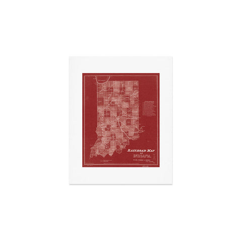 Society6 Design Studio railroad map of indiana Art Print