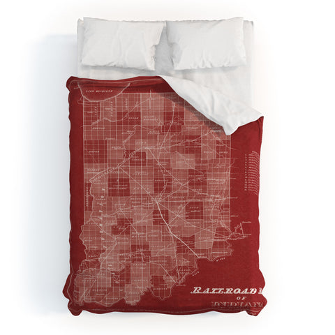 Society6 Design Studio railroad map of indiana Duvet Cover