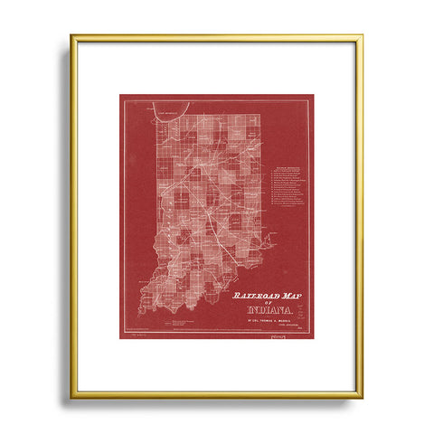Society6 Design Studio railroad map of indiana Metal Framed Art Print