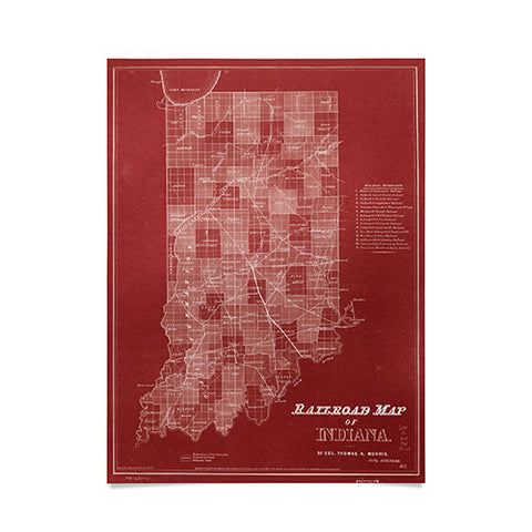 Society6 Design Studio railroad map of indiana Poster