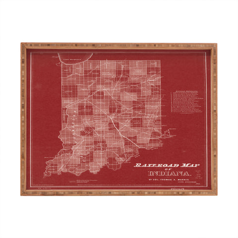Society6 Design Studio railroad map of indiana Rectangular Tray