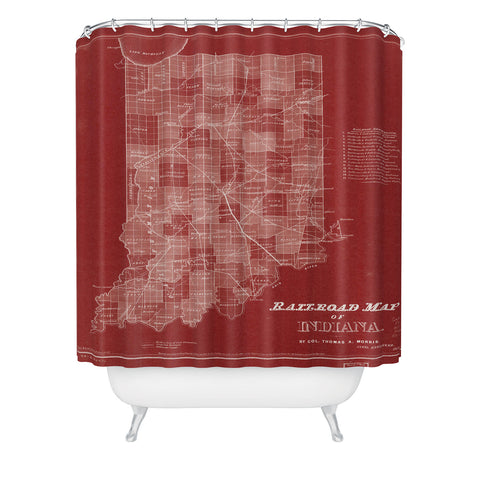 Society6 Design Studio railroad map of indiana Shower Curtain