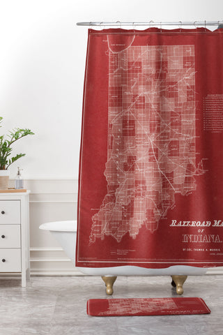 Society6 Design Studio railroad map of indiana Shower Curtain And Mat