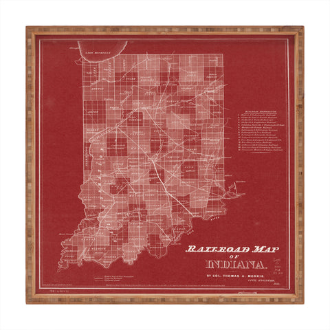 Society6 Design Studio railroad map of indiana Square Tray