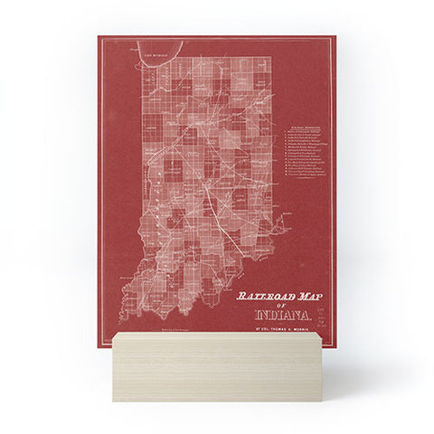 Society6 Design Studio railroad map of indiana Mini Art Print