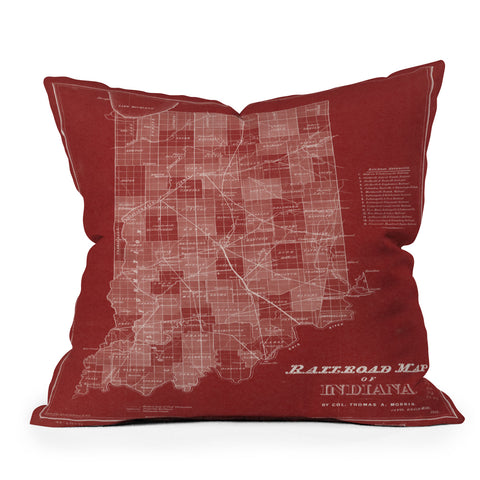 Society6 Design Studio railroad map of indiana Throw Pillow