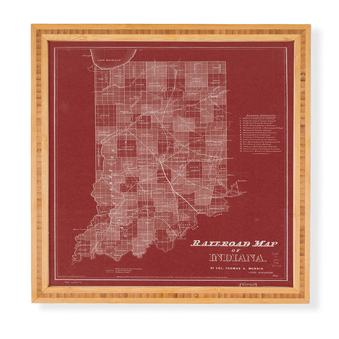 Society6 Design Studio railroad map of indiana Framed Wall Art