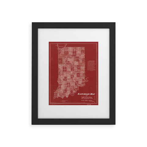 Society6 Design Studio railroad map of indiana Framed Art Print
