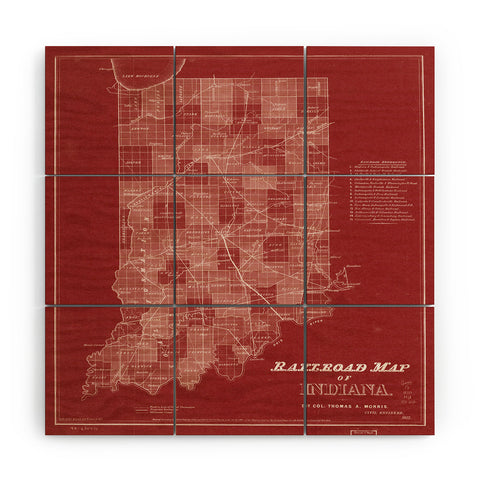 Society6 Design Studio railroad map of indiana Wood Wall Mural
