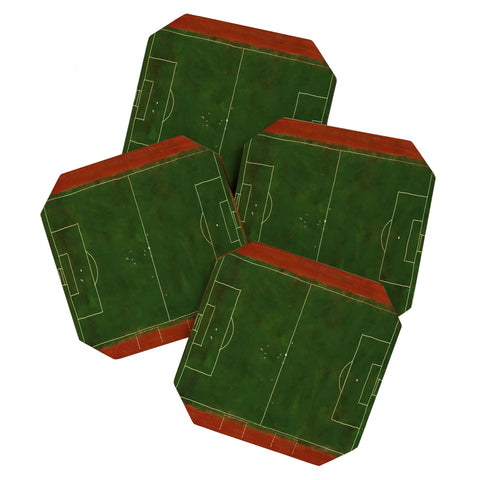 Society6 Design Studio Soccer Field Aerial Painting Coaster Set