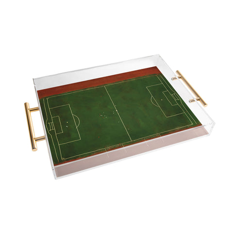 Society6 Design Studio Soccer Field Aerial Painting Acrylic Tray